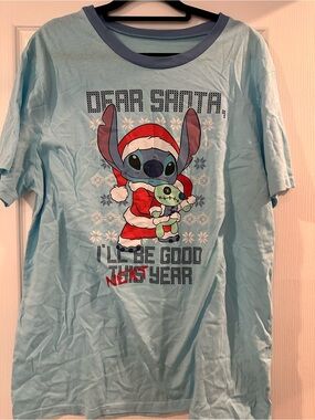 Light Blue Kids' Stitch Santa Graphic Tee